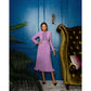 An A-sulhouette lilac purple office midi elegant dress with ruffles