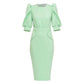 Mint green dress with puff sleeves