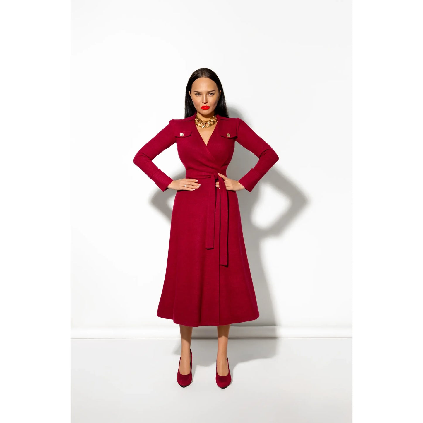 Wrap burgundy dress