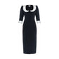 Black dress white collar Vintage style dress