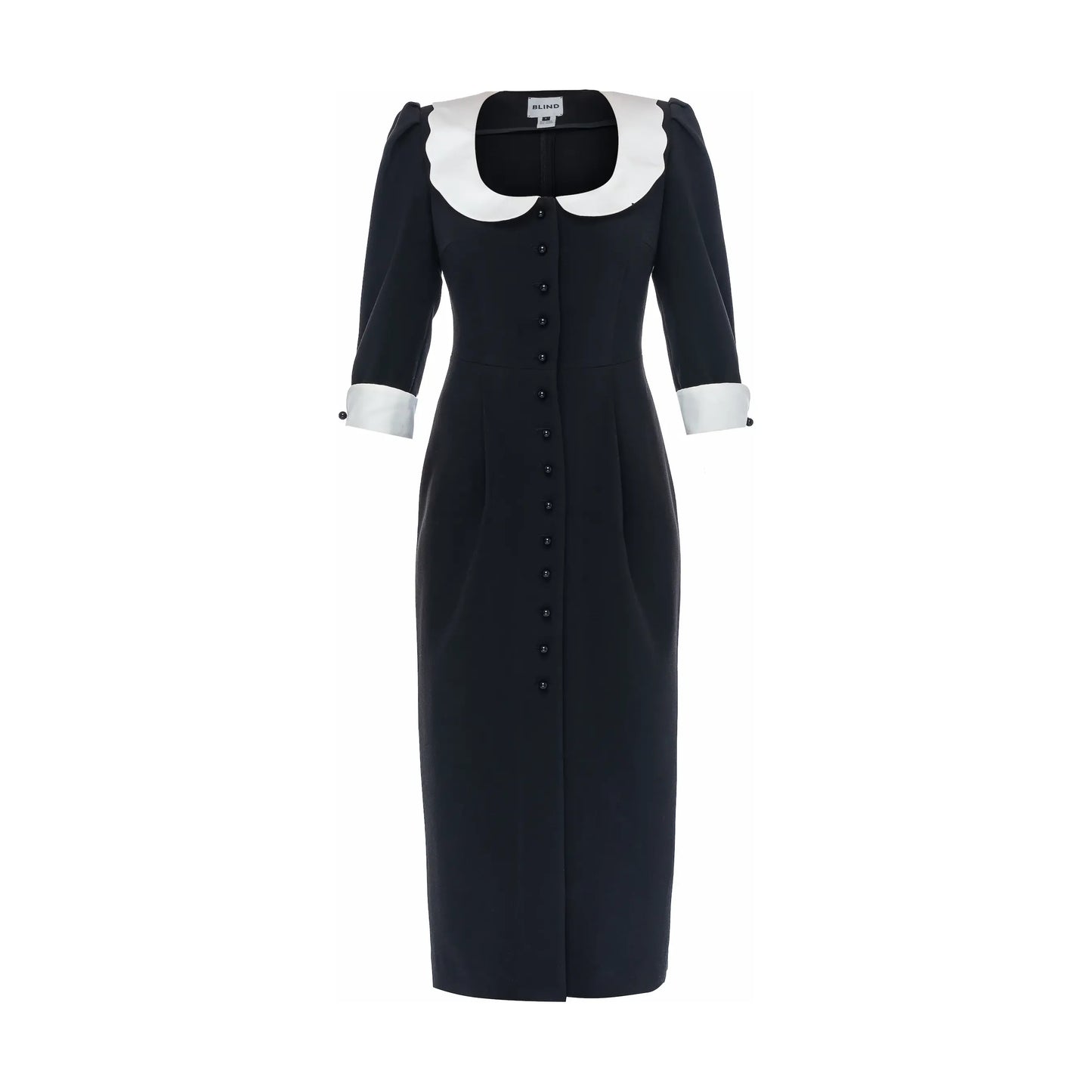 Black dress white collar Vintage style dress